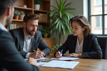 Femme avocate conseillant un client en réunion