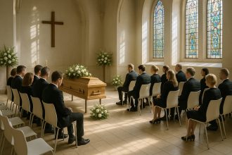 Cérémonie funéraire moderne dans une église au Luxembourg