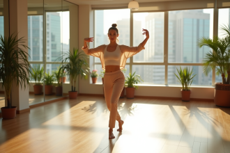 Femme en danse contemporaine dans un studio lumineux