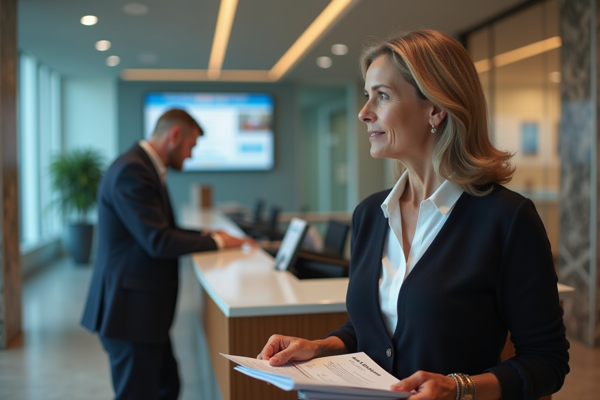 Femme discutant de sa retraite avec un conseiller en banque