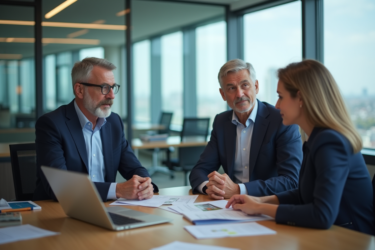 Homme d age rencontrant un conseiller en bureau moderne