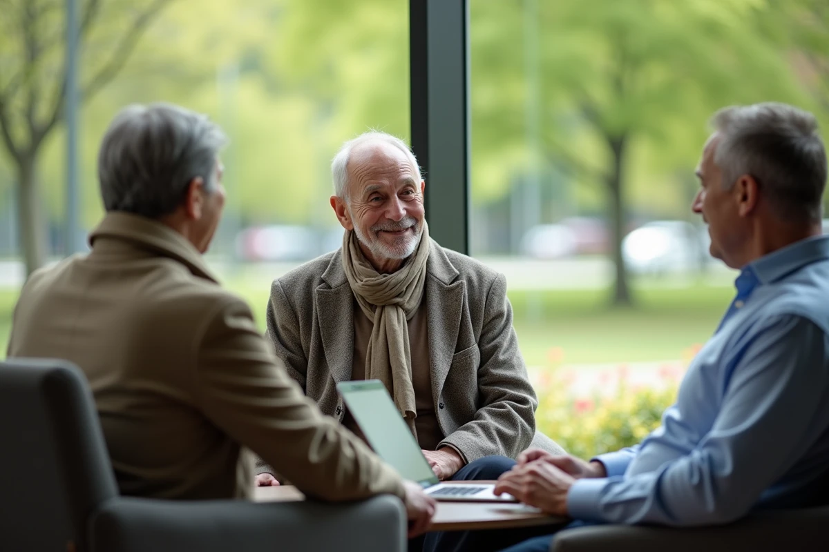 Homme senior rencontrant un conseiller financier dans un centre