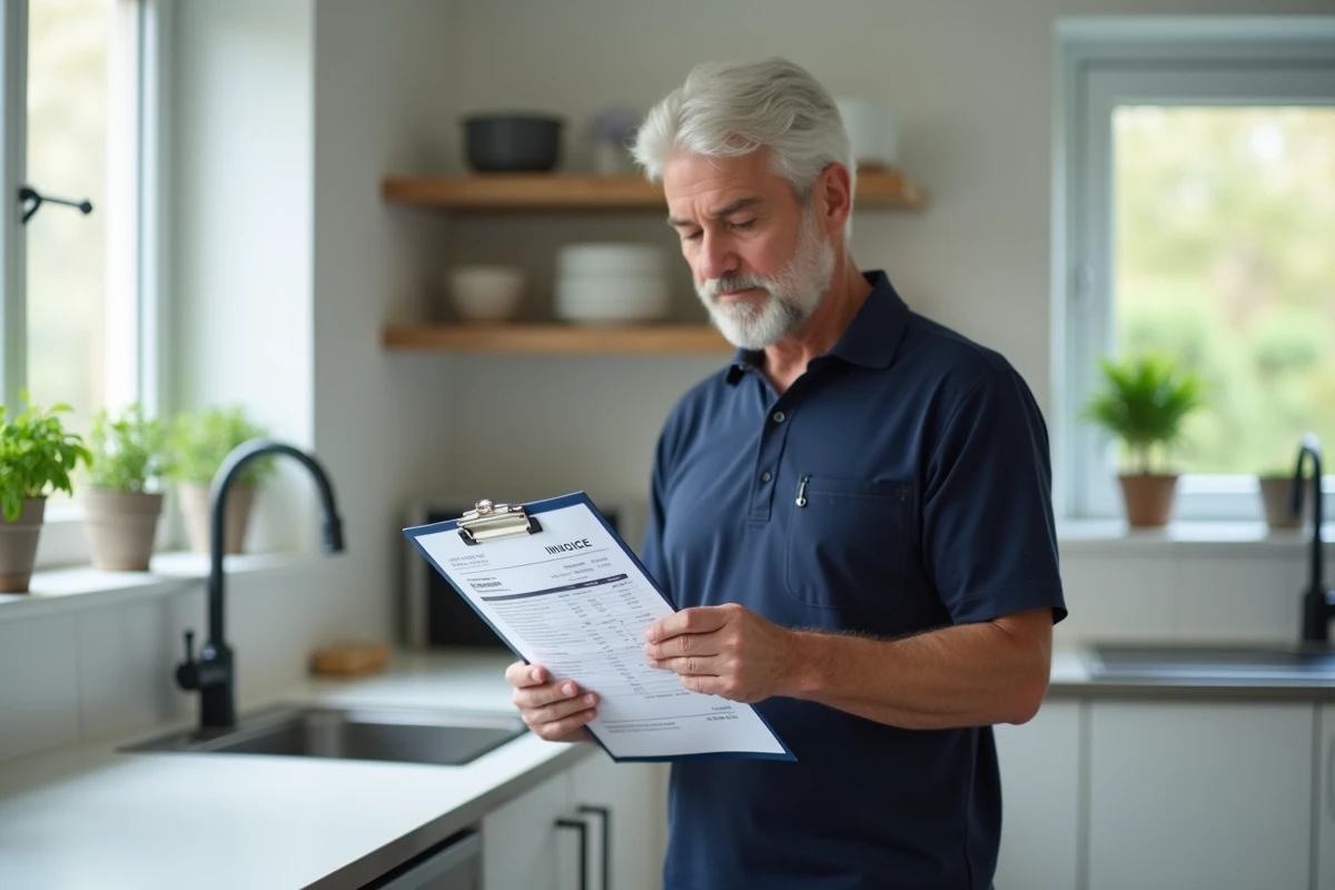 Professionnel de l'aide à domicile consultant un devis de tarifs de services à la personne